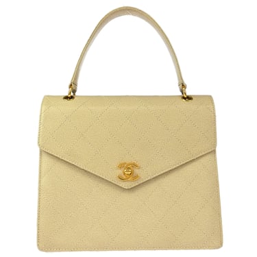 Chanel Off-white Caviar Top Handle Handbag