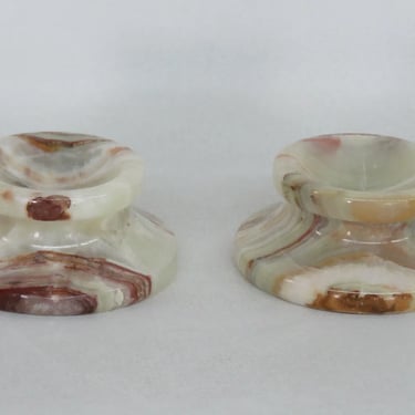 Slag Glass Vintage Pair of Candle Holders 1605B