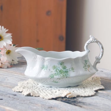 Antique W.H. Grindley & Co. porcelain gravy boat / Daisy pattern English transferware pitcher / English cottage serving ware / cottagecore 