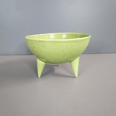 Speckled Green Footed Pottery Bowl 