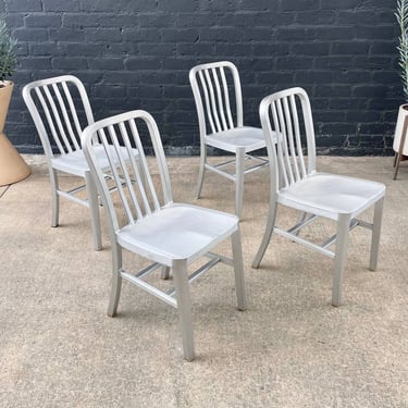 Set of 4 Navy Industrial Aluminum Dining Chairs 