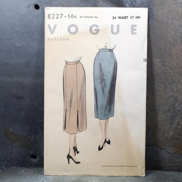 1954 Vogue #8227 Skirt Pattern | Waist 33
