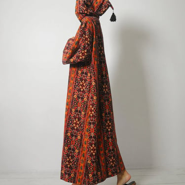 1960's Paisley Hooded Robe Dress