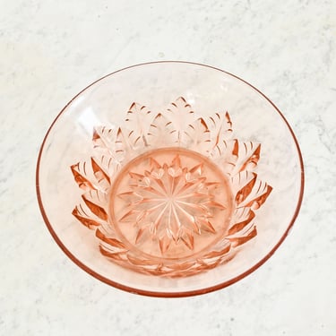 vintage french cut glass pink bowl