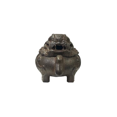 Rustic Iron Mixed Metal Lion Head Lid Ding Incense Holder Display Figure ws3540E 