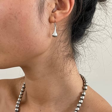 vintage 90s Taxco sterling silver 925 handcrafted puffy drop teardrop dangle pierced earrings Mexico Taxco