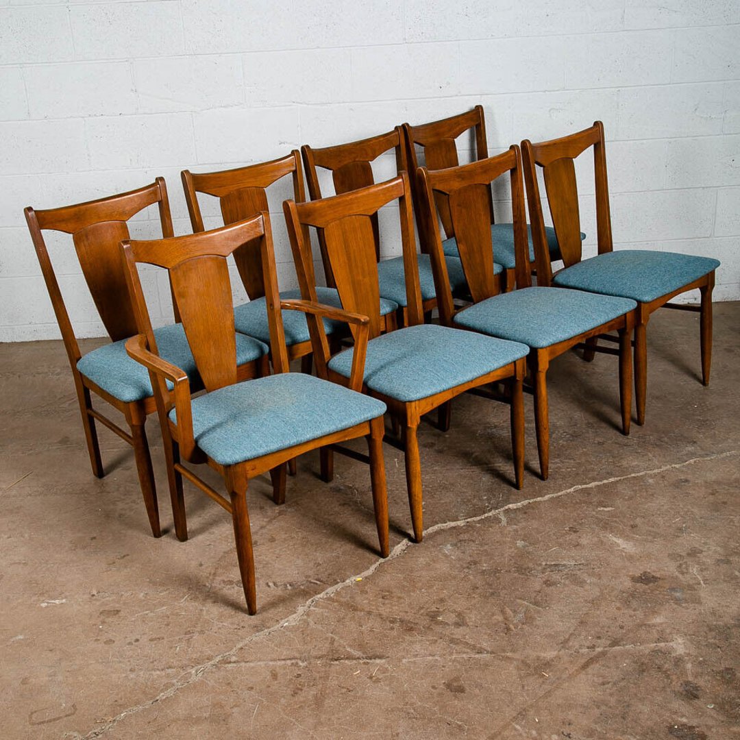 Mid Century Modern Dining Chairs Set 8 Garrison Solid Walnut High