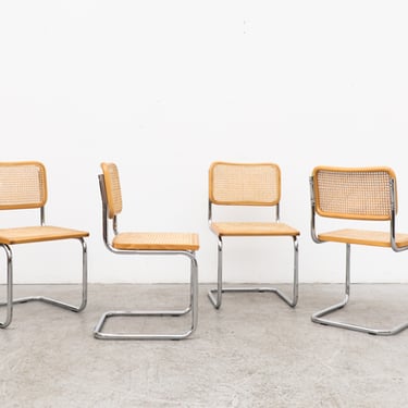 Set of 4 Marcel Breuer B32 Cesca Chairs, Italy