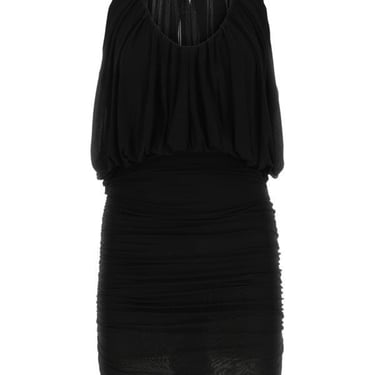 Saint Laurent Woman Black Cupro Mini Dress