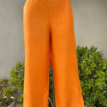 Vintage tangerine orange silk Capris pant by Donna Karan New York Sz 10 