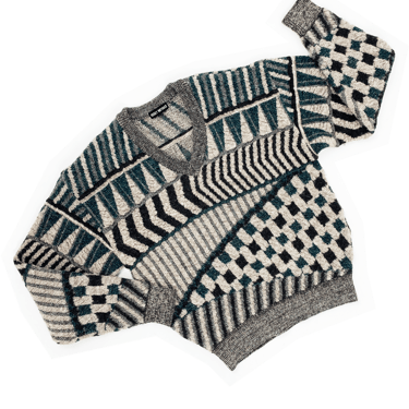 Issey Miyake 90s mixed pattern sweater