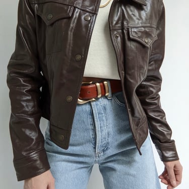 90s Cropped Cocoa Leather Jacket
