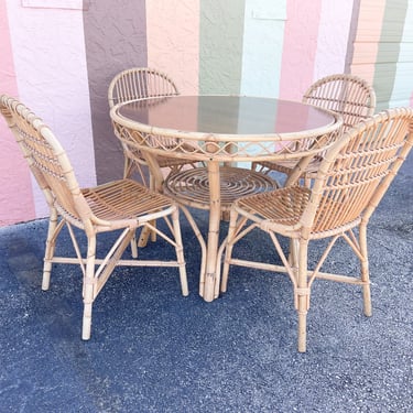 Island Chic Flip Top Rattan Game Table and Chairs