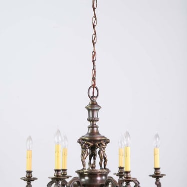 French Empire Bronze Chandelier with 3 Male Atlas Figures