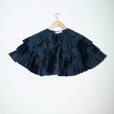 Silk Ruffle Cape in Ink