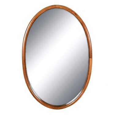 High-Quality Mid Century Modern Oval Walnut Mirror