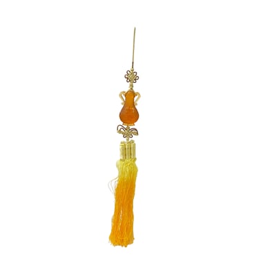 Crystal Glass Fengshui Golden Orange Vase Pendant Tassel ws2214E 