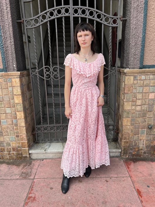 60s Queens Pink Lace Dress