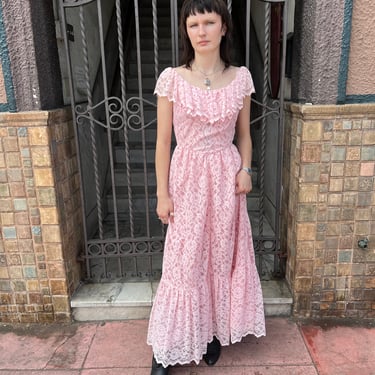 60s Queens Pink Lace Dress