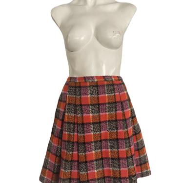 1960's Plaid Wool Mini Skirt Size S