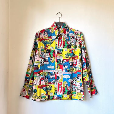 Vintage 60's Mod Pop Art Comic Strip Shirt by Artist and Illustrator Nicky Zann 