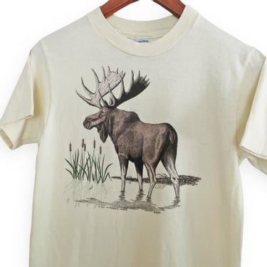 vintage animal shirt / moose shirt / 1980s moose animal nature wildlife single stitch t shirt XS 