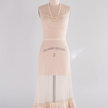 Vintage Y2K Beige Sheer Mesh Slip Style Dress by Dosa  / Size 2