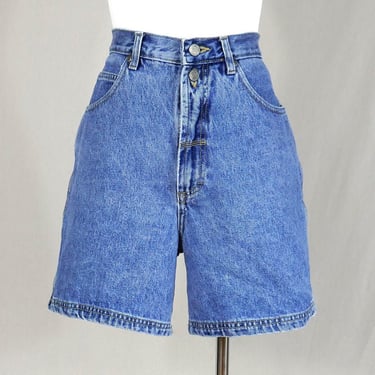 90s Honors Jean Shorts - 29" waist - Double Button, High Rise - Blue Cotton Denim - Vintage 1990s - M 