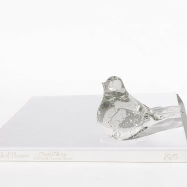 Vintage Art Glass Bird With Bubbles, Animal Figurine, Glass Paperweight 