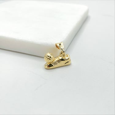 18k Gold Filled Soccer Shoes with Soccer Ball Pendant Charms, Sports Jewelry, Wholesale Jewelry Making Supplies