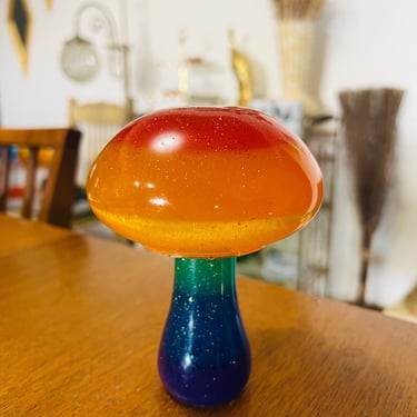 Rainbow Mushroom Handmade Resin Figurine 