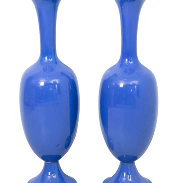 Huge Pair of Ceramic Blue Floor Vases