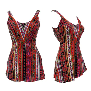 Vtg Vintage 1960s 60s Italian Designer Rose Marie Reid Vibrant Paisley Swim Suit 