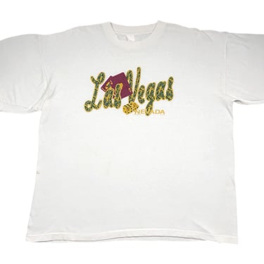 Vintage 80s/90s Las Vegas Nevada Card & Dice Gambling Style Souvenir/Destination Style Graphic T-Shirt Size Large/XL 