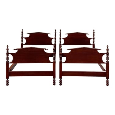 Vintage 1940’s Mahogany Twin Spool Beds - a Pair 