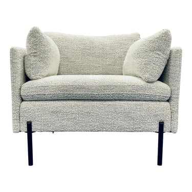 Modern Off-White Boucle Club Chair