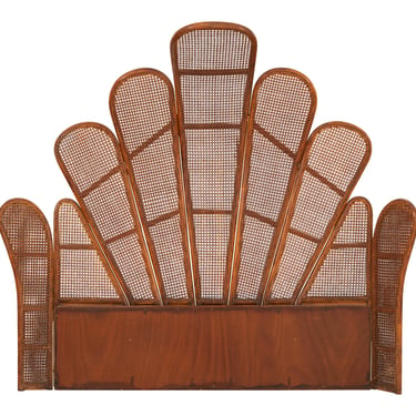 Vintage Rattan Winged Headboard