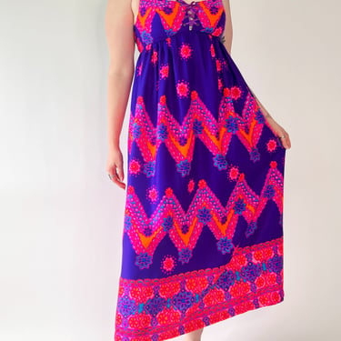 60's Corseted Day Glo Psychedelic Sundress