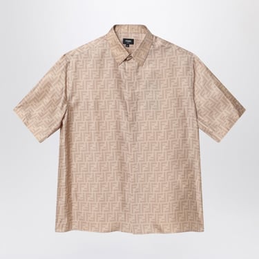 Fendi Short-Sleeved Shirt In Beige Ff Silk Men