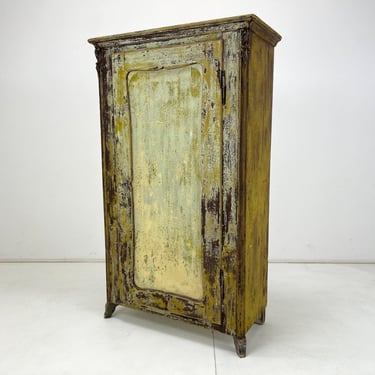 19th Century European Food Cabinet with Original Patina / Antique Wooden Cabinet 