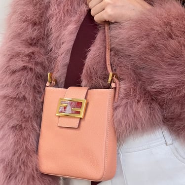 Fendi Peach Sequins Baguette Shoulder Bag
