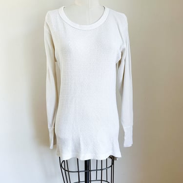 Vintage 1960s White Waffle Thermal Top / men's M or women's L 