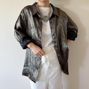 vintage blouse button down shirt vintage top gold black metallic satin blouse silky blouse minimalist capsule wardrobe 90s vintage style 