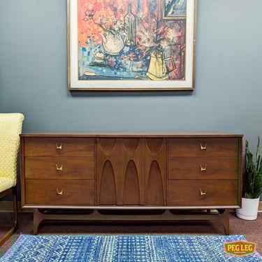 Mid-Century Modern walnut dresser from the Brasilia collection by Broyhill