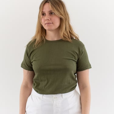 Vintage Army Green T-Shirt | Olive Green Crewneck Tee | 100 Cotton | Made in USA | S | 