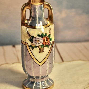 Antique Scent Perfume Bottle Hand Painted Noritake C 1918 to 1920 Hard to Find Hallmarked Red M Collectible Very Rare Art Deco Gift 