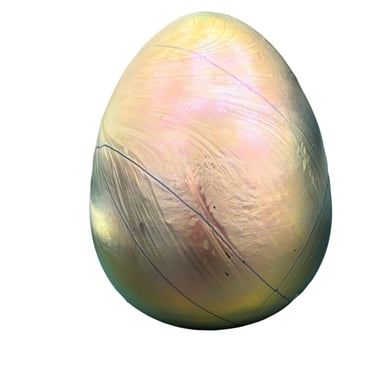 Studio Art Glas Iridescent Egg Paperweight Signed Maslach 1979 