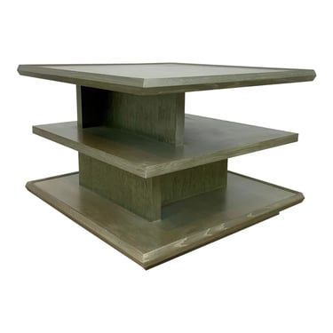 Thomas Pheasant for Baker Modern Gray Wood Three Tier Bookish Lamp Table