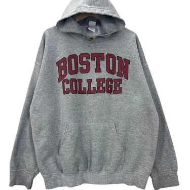 Vintage Y2K Boston College Spell Out Gray Hoodie Sweatshirt XL