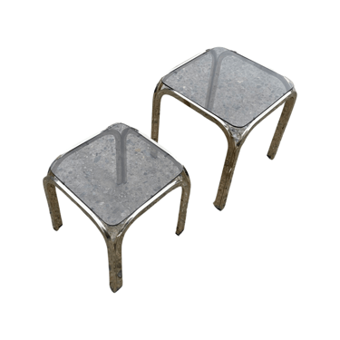 Chrome and Glass Nesting Tables in the Style of Marcel Breuer